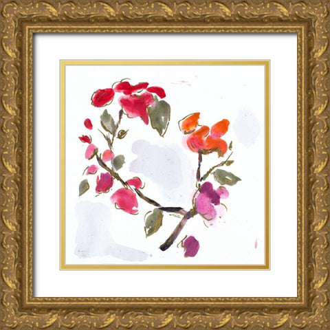 Spring Floral I Gold Ornate Wood Framed Art Print with Double Matting by Hewitt, L.
