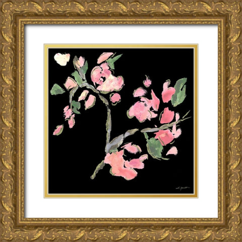 Dark Evening Floral II Gold Ornate Wood Framed Art Print with Double Matting by Hewitt, L.