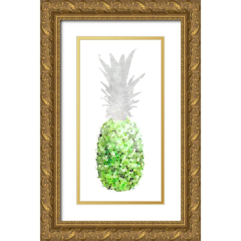 Green Pineapple Mosaics Gold Ornate Wood Framed Art Print with Double Matting by Metz, Andi