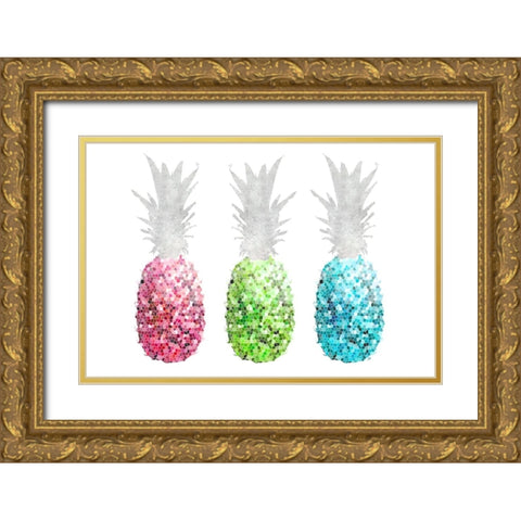 Pineapple Mosaics I Gold Ornate Wood Framed Art Print with Double Matting by Metz, Andi