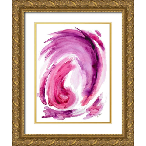 Pink Swirl I Gold Ornate Wood Framed Art Print with Double Matting by Hewitt, L.