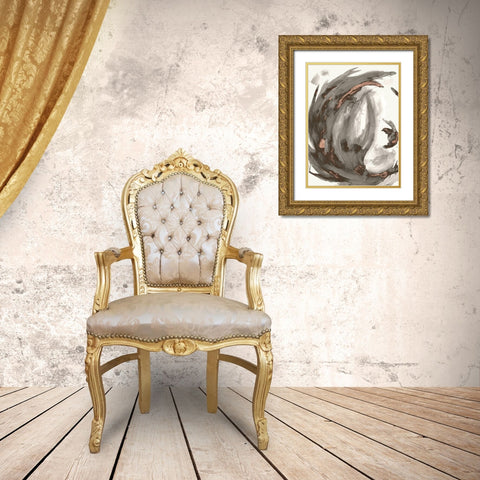 Muted Swirl II Gold Ornate Wood Framed Art Print with Double Matting by Hewitt, L.