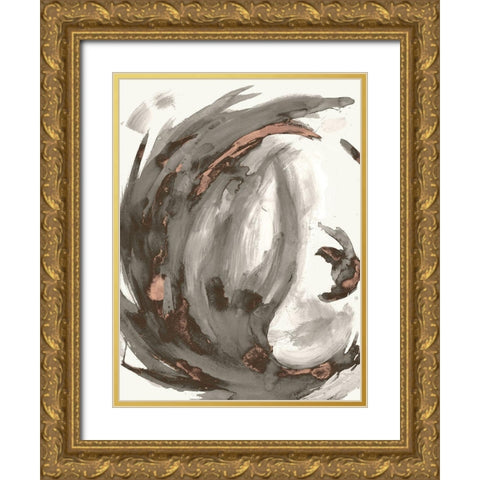 Muted Swirl II Gold Ornate Wood Framed Art Print with Double Matting by Hewitt, L.