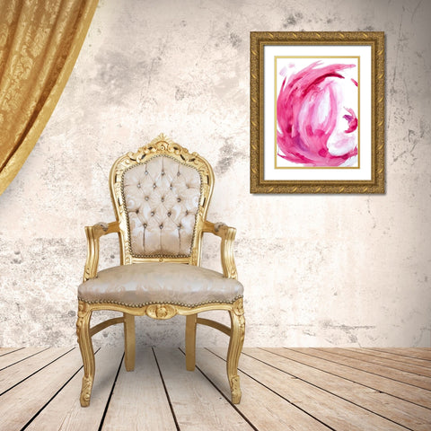 Pink Swirl II Gold Ornate Wood Framed Art Print with Double Matting by Hewitt, L.