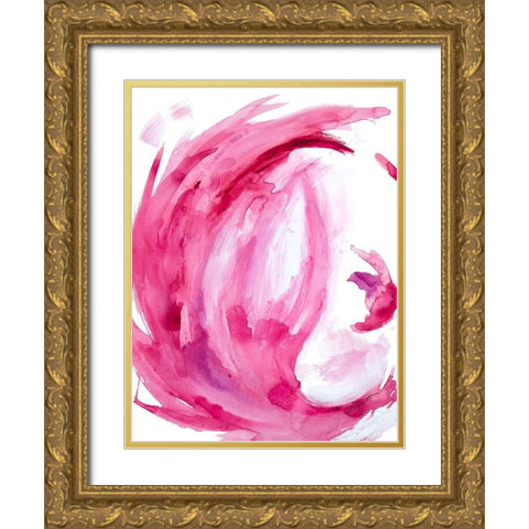 Pink Swirl II Gold Ornate Wood Framed Art Print with Double Matting by Hewitt, L.