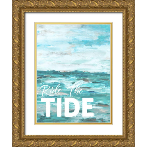 Ride The Tide Gold Ornate Wood Framed Art Print with Double Matting by Hewitt, L.