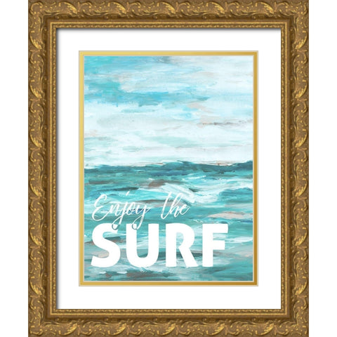 Enjoy The Surf Gold Ornate Wood Framed Art Print with Double Matting by Hewitt, L.