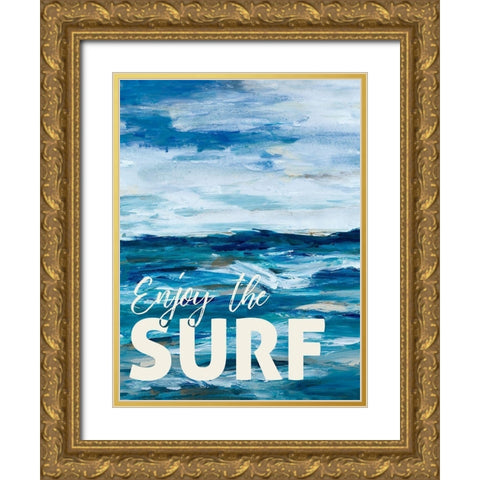 Enjoy The Surf Gold Ornate Wood Framed Art Print with Double Matting by Hewitt, L.