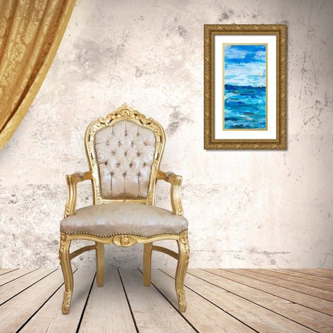 Ocean Mind Panel II Gold Ornate Wood Framed Art Print with Double Matting by Hewitt, L.