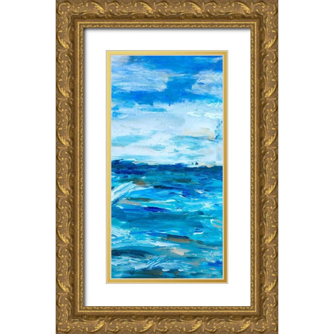 Ocean Mind Panel II Gold Ornate Wood Framed Art Print with Double Matting by Hewitt, L.
