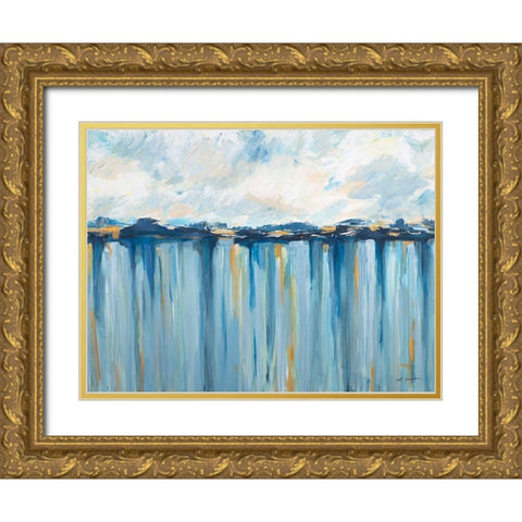 Ocean Blues Gold Ornate Wood Framed Art Print with Double Matting by Hewitt, L.