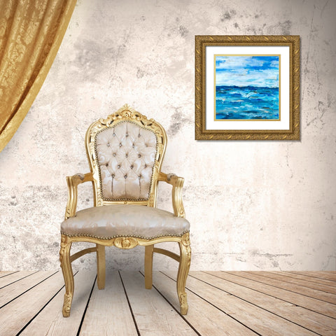 Ocean Mind Gold Ornate Wood Framed Art Print with Double Matting by Hewitt, L.