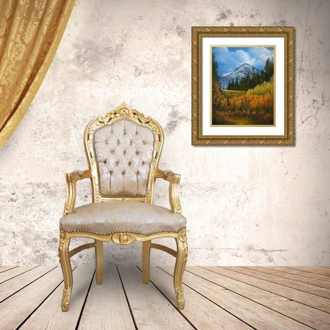Peaceful Mountain Gold Ornate Wood Framed Art Print with Double Matting by Nawrocke, Bruce