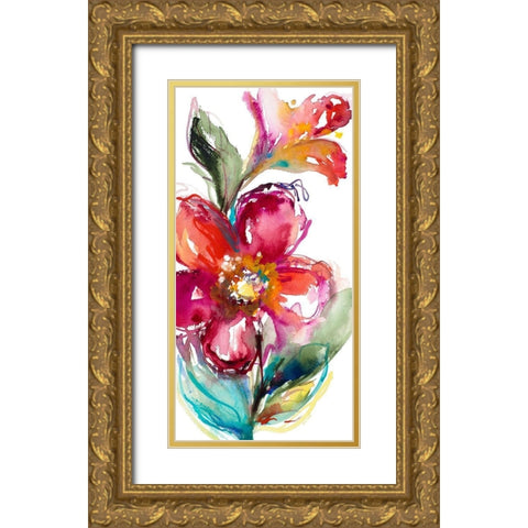 Happy Blooms I Gold Ornate Wood Framed Art Print with Double Matting by Loreth, Lanie