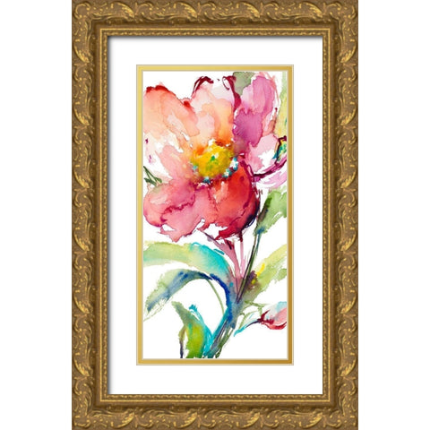 Happy Blooms II Gold Ornate Wood Framed Art Print with Double Matting by Loreth, Lanie
