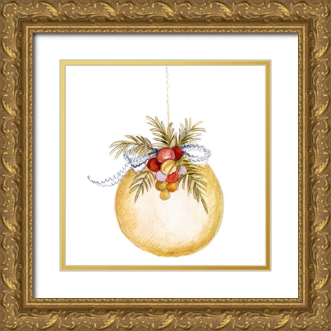 Holiday Ornament I Gold Ornate Wood Framed Art Print with Double Matting by Gaynor, Janice