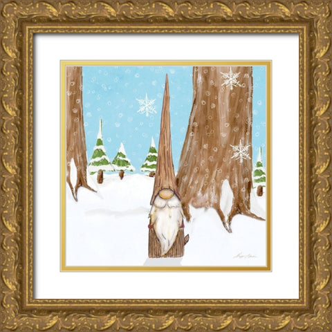 Winter Gnome III Gold Ornate Wood Framed Art Print with Double Matting by Edwins, Hugo
