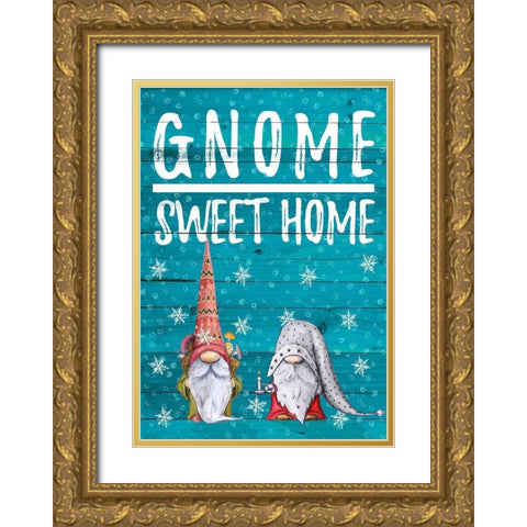 Gnome Sweet Home Gold Ornate Wood Framed Art Print with Double Matting by Edwins, Hugo
