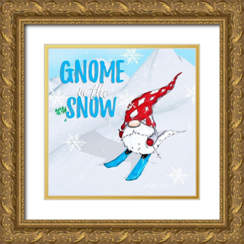 Ski Gnomes I Gold Ornate Wood Framed Art Print with Double Matting by Edwins, Hugo