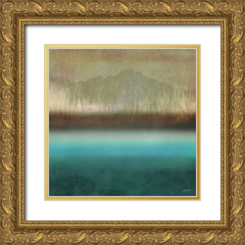 Loon Lake In Teal I Gold Ornate Wood Framed Art Print with Double Matting by Meneely, Dan