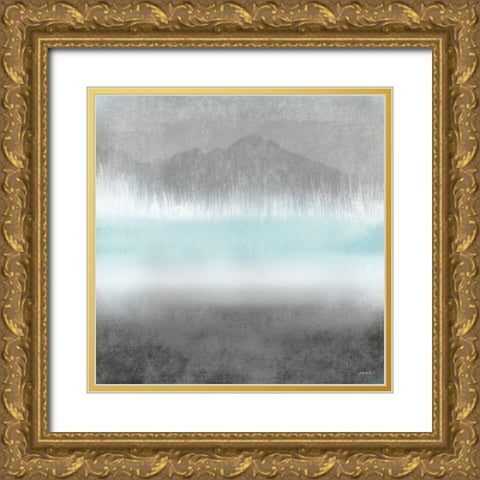 Foggy Loon Lake II Gold Ornate Wood Framed Art Print with Double Matting by Meneely, Dan