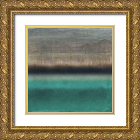 Loon Lake In Teal II Gold Ornate Wood Framed Art Print with Double Matting by Meneely, Dan