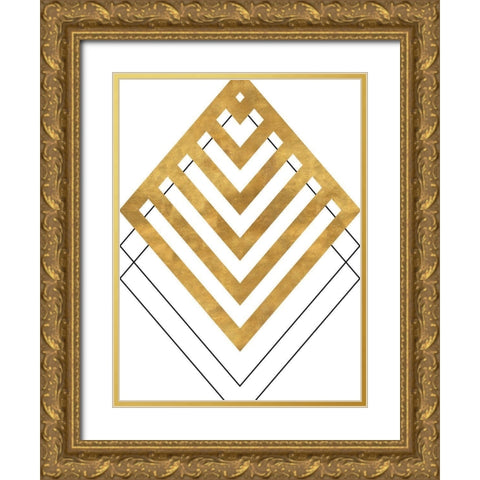 Gold Tip Gold Ornate Wood Framed Art Print with Double Matting by SD Graphics Studio