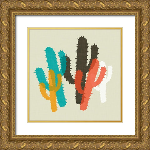 Modern Cacti I Gold Ornate Wood Framed Art Print with Double Matting by SD Graphics Studio