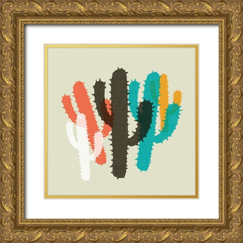 Modern Cacti II Gold Ornate Wood Framed Art Print with Double Matting by SD Graphics Studio
