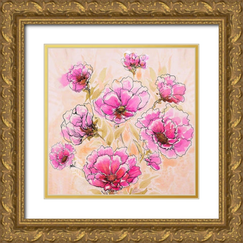 Pink Love II Gold Ornate Wood Framed Art Print with Double Matting by Diannart