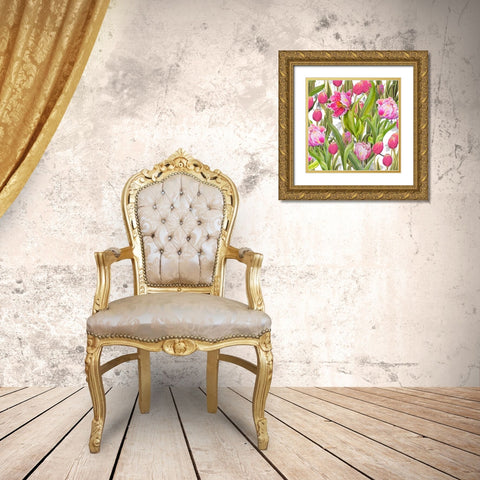 Tulip Symphony I Gold Ornate Wood Framed Art Print with Double Matting by Diannart