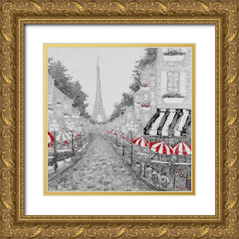 Splash of Red in Paris I Gold Ornate Wood Framed Art Print with Double Matting by Coolick, Ann Marie