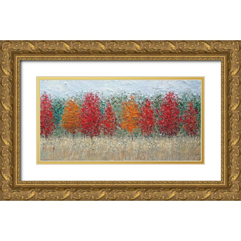 Fall Shower Gold Ornate Wood Framed Art Print with Double Matting by Coolick, Ann Marie