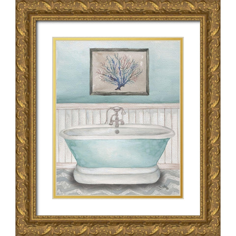 Nautical Bath I Gold Ornate Wood Framed Art Print with Double Matting by Medley, Elizabeth