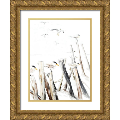 Gull Point Gold Ornate Wood Framed Art Print with Double Matting by Pinto, Patricia