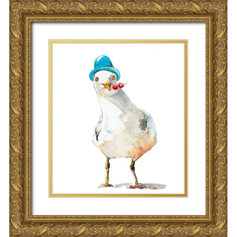 Silly Seagull Gold Ornate Wood Framed Art Print with Double Matting by Pinto, Patricia