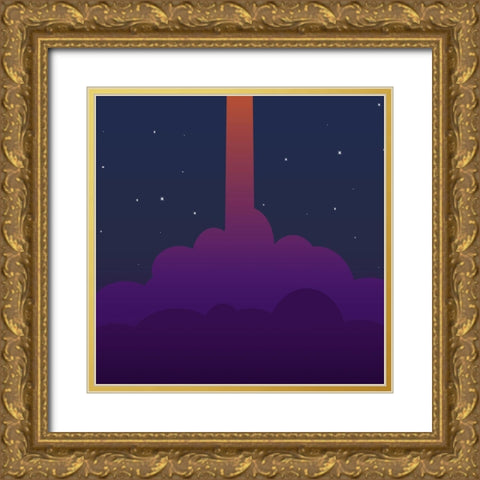 Rocket Launch I Gold Ornate Wood Framed Art Print with Double Matting by SD Graphics Studio