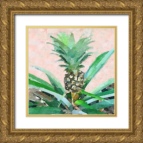 Pineapple Sprout Gold Ornate Wood Framed Art Print with Double Matting by Navas, Emily