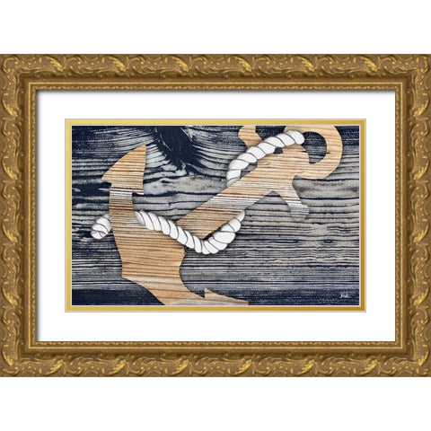 The Gold Sea Anchor Gold Ornate Wood Framed Art Print with Double Matting by Pinto, Patricia
