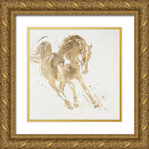 Spirit Horse Gold Gold Ornate Wood Framed Art Print with Double Matting by Pinto, Patricia