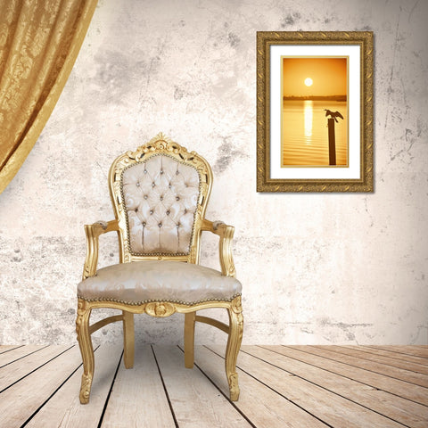 Bird Watch on the Lake Gold Ornate Wood Framed Art Print with Double Matting by ODell, Debbie