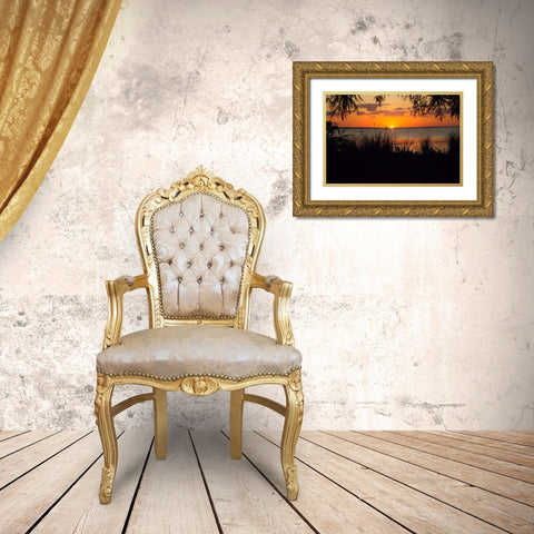Sunset Seaside Gold Ornate Wood Framed Art Print with Double Matting by ODell, Debbie
