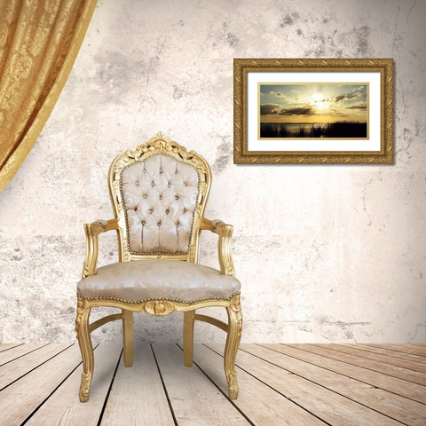 Sunset Over Water Gold Ornate Wood Framed Art Print with Double Matting by ODell, Debbie