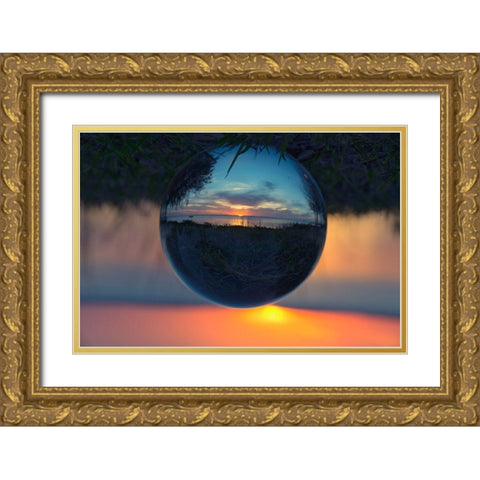 Sunset Droplet View Gold Ornate Wood Framed Art Print with Double Matting by ODell, Debbie