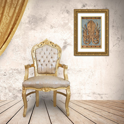 Driftwood Octopus Gold Ornate Wood Framed Art Print with Double Matting by Edwins, Hugo