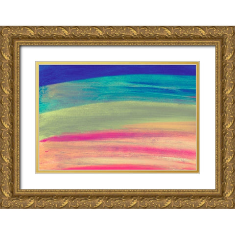 Rainbow Abstract Gold Ornate Wood Framed Art Print with Double Matting by Wilson, Kali