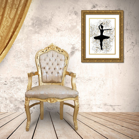 Ballerina Silhouette III Gold Ornate Wood Framed Art Print with Double Matting by Wilson, Kali