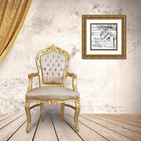 Peace this Holiday Gold Ornate Wood Framed Art Print with Double Matting by Loreth, Lanie