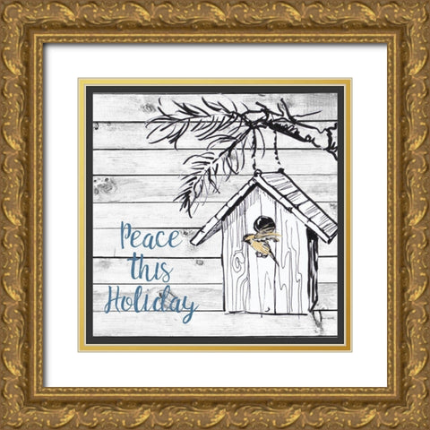 Peace this Holiday Gold Ornate Wood Framed Art Print with Double Matting by Loreth, Lanie