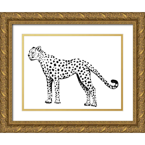 Cheetah Gold Ornate Wood Framed Art Print with Double Matting by Pinto, Patricia